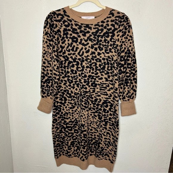 LOFT Leopard Print Sweater Dress Size Medium Petite - Picture 1 of 6